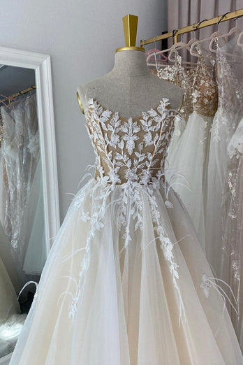 Ivory Long Prom Dress with Appliques