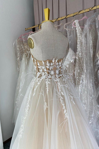 Ivory Long Prom Dress with Appliques