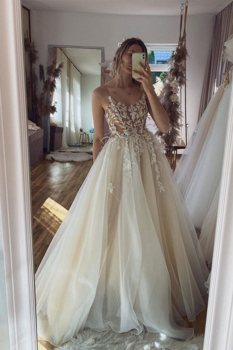 Load image into Gallery viewer, Ivory Long Prom Dress with Appliques