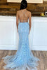 Load image into Gallery viewer, Two Piece Mermaid Blue Prom Dress