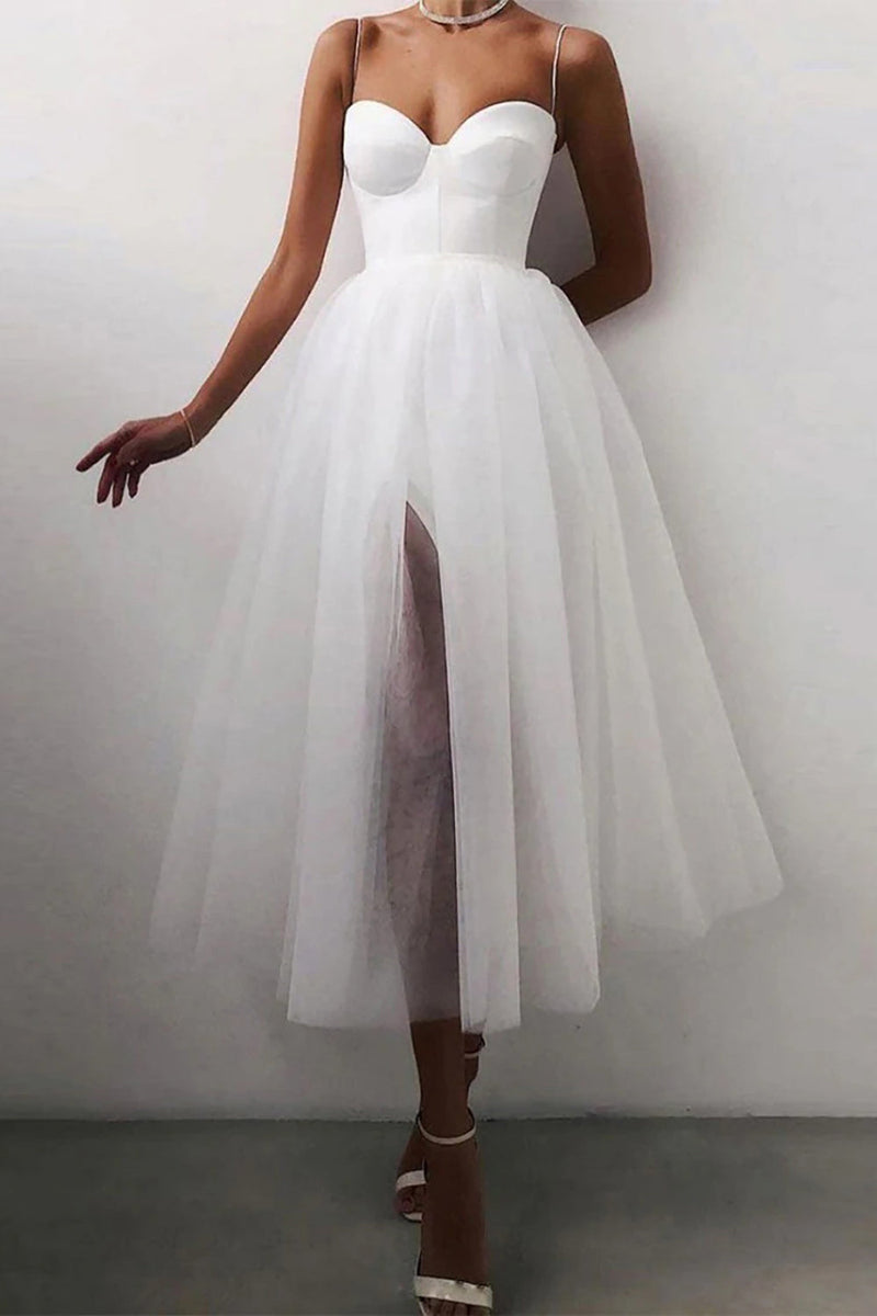 Load image into Gallery viewer, Tulle A-line Midi Simple Prom Dress