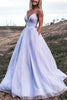 Load image into Gallery viewer, Lavender A-line Sparkly Princess Prom Dress
