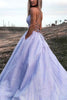 Load image into Gallery viewer, Lavender A-line Sparkly Princess Prom Dress