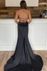 Load image into Gallery viewer, Black Lace-up Back Mermaid Prom Dress with Slit