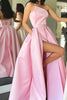 Load image into Gallery viewer, Strapless Satin A-line Prom Dress with Slit