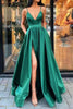 Load image into Gallery viewer, Satin Spaghetti Straps A-line Prom Dress with Slit