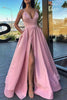 Load image into Gallery viewer, Satin Spaghetti Straps A-line Prom Dress with Slit