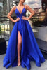 Load image into Gallery viewer, Satin Spaghetti Straps A-line Prom Dress with Slit