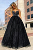 Load image into Gallery viewer, Black Glitter A Line Princess Prom Dress with Beading