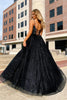 Load image into Gallery viewer, Black Glitter A Line Princess Prom Dress with Beading