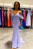 Load image into Gallery viewer, Lavender Off the Shoulder Corset Prom Dress with Appliques