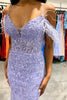 Load image into Gallery viewer, Lavender Off the Shoulder Corset Prom Dress with Appliques