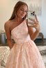 Load image into Gallery viewer, One Shoulder Pink Princess Prom Dress with Beading Butterfly