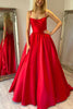 Load image into Gallery viewer, Spaghetti Straps A Line Satin Red Prom Dress with Pockets