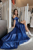 Load image into Gallery viewer, Off the Shoulder Sequin Glitter Prom Dress with Slit