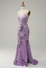 Load image into Gallery viewer, Sequin Purple Glitter Mermaid Prom Dress with Appliques