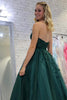 Load image into Gallery viewer, Dark Green Tulle A Line Prom Dress with Appliques