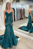 Load image into Gallery viewer, Green Mermaid Strapless Prom Dress with Lace