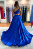 Load image into Gallery viewer, Royal Blue One Shoulder Prom Dress With Slit