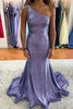 Load image into Gallery viewer, One Shoulder Purple Mermaid Prom Dress