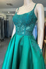 Load image into Gallery viewer, Green Satin Beaded Prom Dress with Pockets