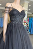 Load image into Gallery viewer, Off the Shoulder Glitter Black A Line Prom Dress