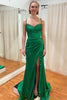 Load image into Gallery viewer, Beading Ruffles Green Mermaid Prom Dress with Slit