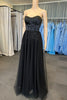 Load image into Gallery viewer, Black Strapless A Line Tulle Corset Prom Dress