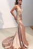 Load image into Gallery viewer, Backless Satin Mermaid Prom Dress with Appliques