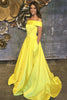 Load image into Gallery viewer, Yellow Satin A Line Princess Prom Dress with Pockets