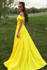 Load image into Gallery viewer, Yellow Satin A Line Princess Prom Dress with Pockets