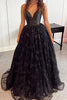 Load image into Gallery viewer, Black A Line Sparkly Princess Prom Dress with Lace-up Back