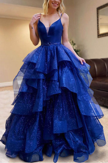 Tulle Layered Princess Prom Dress with Beading