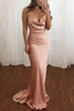 Load image into Gallery viewer, Spaghetti Straps Satin Simple Mermaid Prom Dress