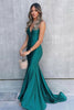 Load image into Gallery viewer, Simple Green Satin Mermaid Prom Dress with Backless