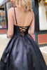 Load image into Gallery viewer, Black A Line Satin Beading Prom Dress with Pockets