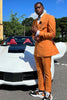 Load image into Gallery viewer, Peak Lapel Orange Side Vents Men&#39;s Prom Suits