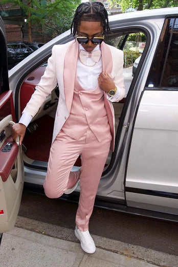 Light Pink Shawl Lapel 3 Piece Men's Prom Suits