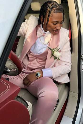 Light Pink Shawl Lapel 3 Piece Men's Prom Suits