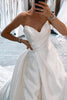 Load image into Gallery viewer, White Satin Long A-Line Wedding Dress with Slit