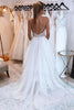 Load image into Gallery viewer, Ivory A-Line Backless Asymmetrical Tulle Long Wedding Dress with Lace