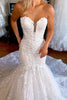 Load image into Gallery viewer, Sparkly White Mermaid Detachable Long Sleeves Lace Wedding Dress