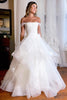 Load image into Gallery viewer, Simple White Corset A-Line Asymmetrical Wedding Dress with Flowers