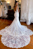 Load image into Gallery viewer, Ivory Mermaid Spaghetti Straps Backless Long Lace Wedding Dress