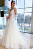 Load image into Gallery viewer, Ivory A-Line Illusion Deep V-Neck Long Sleeves Wedding Dress