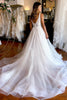 Load image into Gallery viewer, Ivory A-Line Deep V-Neck Backless Long Wedding Dress with Lace