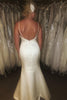Load image into Gallery viewer, Spaghetti Straps Mermaid White Simple Long Wedding Dress with Button