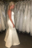 Load image into Gallery viewer, Spaghetti Straps Mermaid White Simple Long Wedding Dress with Button