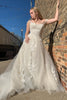 Load image into Gallery viewer, Glitter A-Line Off The Shouder White Long Wedding Dress with Appliques