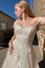 Load image into Gallery viewer, Glitter A-Line Off The Shouder White Long Wedding Dress with Appliques